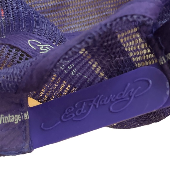 Ed Hardy Christian Audiger Purple Plaid Skull Hat - Picture 4 of 12